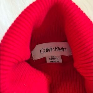 Calvin Klein Women's Bright Red Ribbed Turtleneck Sweater